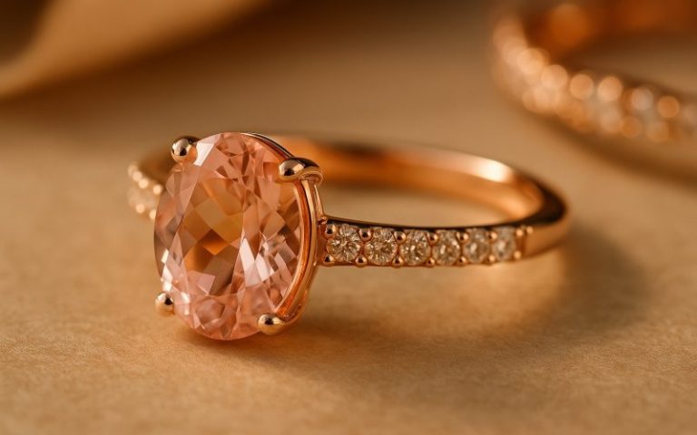 Gioiello di lusso con pietra rosa e diamanti