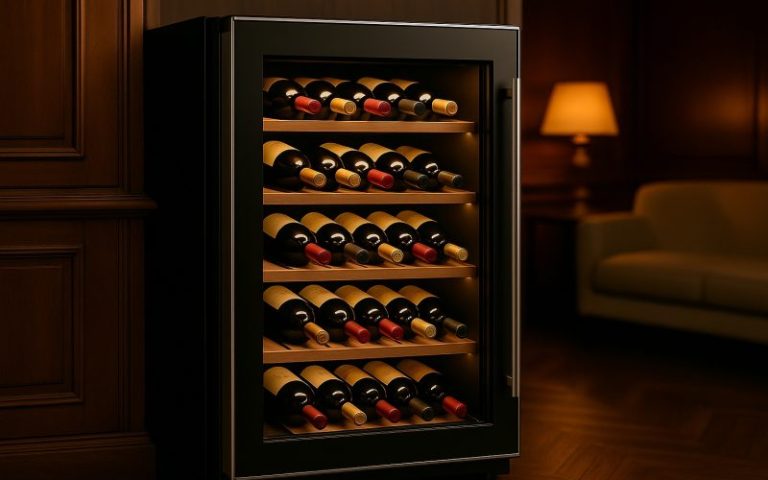 Bottiglie di vino conservate in una cantinetta refrigerata