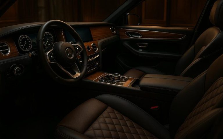Interni personalizzati di un’auto di lusso con pelle artigianale e finiture pregiate